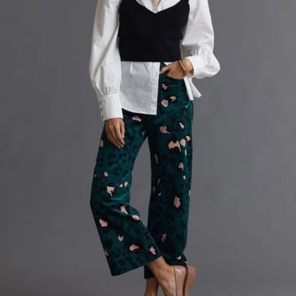 Anthropologie Pants - Maeve Colette Printed Corduroy Pants-Green Motif